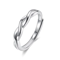 S925 sterling silver Mobius twist ring with pink heart zircon in a polished silver finish - FDJZ-479-Men's