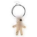 Voodoo-Puppen-Halskette aus Jute mit Knopfairugen und schwarzer Kordel im Gothic-Stil - Einheitsgröße / Voodoo Puppe Halskette