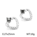 Silver hammered heart earrings with black square stone measuring 27x25mm and 10g - Style B Hammered Heart Black Stone (Silver)