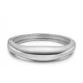 Polished silver double-layered pearl bangle with asymmetric hinged opening design - Silver Glossy Hinge (SZYS-025HJ-YS)