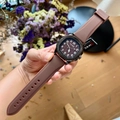 Detailed shot of brown silicone strap and square metal dial of the VIKEC men's watch - Coffee Strap (68604)