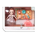 Red-haired fashion doll set with pet dog, pink carrier, and grooming accessories - 24cm Color Box Pet Doll