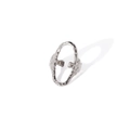 Macro shot of silver open ring with unique irregular hammered texture on white background - Silver Irregular Hammered Style (TR4011-S)