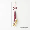 Christmas hanging bells with red plaid ribbon bow and five gold bells, length 45cm - Scottish Plaid Bell