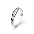 Detail of silver crossover bangle with black and white pavé cubic zirconia setting - Silver (B2199-ST)