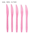 Set of 10 pink plastic party knives with textured handles for baseball birthday decor - Pink Knives 10PCS