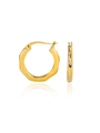 18k gold plated square zirconia hoop earrings in polished stainless steel finish - Gold Polished Hoop (E4962)