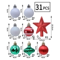 Set decorazioni natalizie 31 pezzi con palline rosso, bianco, verde e puntale stella rossa - Rosso e Verde
