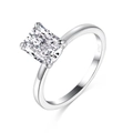 Bague en argent sterling S925 avec zircon cubique 6x8mm taille radiant fleur de glace - US 5 / Argenté
