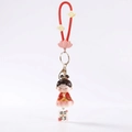 Traditional Chinese style lotus girl keychain with red silicone strap and PVC figurine - Zen Lotus Keychain