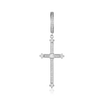 925 sterling silver hoop earring with silver cross pendant and clear cubic zirconia - Pave Zirconia Cross Dangle Style (#1) / Platinum-Single