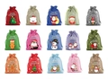 Christmas burlap gift bags set with various festive patterns and drawstring closure - 15 Pieces Per Set; 9*12cm