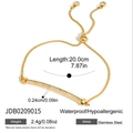 Detail of adjustable 18K gold-plated slider clasp and dimensions of the bar bracelet - Arc Bar Slider Bracelet(JDB0209015)