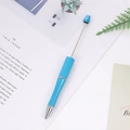 Sky blue creative beaded ballpoint pen with a sleek metallic tip and DIY extension rod - Blue