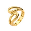 Detailed view of adjustable golden ring with polished wavy irregular fluid lines - Gold Style F (Irregular Wave)