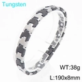 Men's silver and black tungsten steel magnetic bracelet with bullet link design - Black and Silver (KB208969-JI)