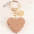Sparkling champagne pink crystal heart keychain with premium gold-tone alloy hardware - Champagne
