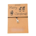 Christmas wish bracelet featuring a silver reindeer charm on black cord with a gift card - Reindeer 1