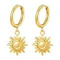 Pendientes de sol dorados en acero inoxidable chapado en oro de 18 quilates para el verano - Colgante de Sol Aro Dorado(MS-623)