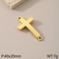 Polished gold stainless steel cross pendant diy jewelry accessory 40x20mm 7g - High Gloss Cross with Double Loops (KLJ5625-Z)