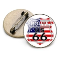 Vintage Route 66 kristallen broche met Amerikaanse vlag schild en bronzen speld - Route US 66 Vlag Schild Stijl