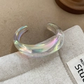 Detailed view of iridescent acrylic resin wide open bangle with Aurora coating finish - Iridescent - Round Shape
