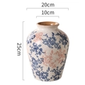 Chinesische Keramikvase mit blauem Eis-Crackle-Dekor und Blumenmuster, Höhe 25 cm - A095L Rosa Floral Eis Riss Vase
