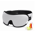 Breathable white 3D sleep mask with adjustable strap and foam earplugs in a storage box - Mask + Earplugs / White