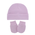 Soft lavender knitted baby hat and matching gloves set for newborns and infants - Light Purple (2-Piece Set)