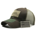Casquette tactique camouflage avec patch USA et filet respirant en motif de forêt - Camouflage Vert Foncé