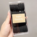Pack of black high elasticity hair ties for girls in a clear box with OOTD card - Black Series 32 Pcs