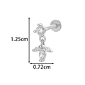 Silver F136 titanium labret stud with zircon heart floral design measuring 1.25cm by 0.72cm - Flower Dangle Style (2608-4#银)