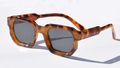 Classic tortoise shell retro square sunglasses with thick frames and black lenses - C8 Leopard Frame Black Lens