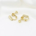 18K gold-plated screw ear clip converter for non-pierced ears on white silk background - Type 1 Needle Tube Converter 14K Gold