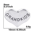 Silver heart-shaped floating charm with GRANDKIDS engraving for DIY jewelry making - Silver Heart-GRANDKIDS
