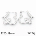 Pendientes de aro con forma de corazón en acero inoxidable plateado y abeja 3D - Color Acero