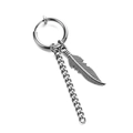 Silberner Kreuz-Feder-Ohrring mit Metallkette im minimalistischen Punk-Stil - Silber Feder Ohrclip (Einzelstück)