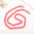 Detailed view of pink acrylic crossbody chain strap with silver metal ring clasps - Deep Pink