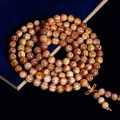 Blood Dragon Wood Mala beads bracelet with natural wood grain and orange-brown 108 beads - 10mm*108 Beads (Smooth Grain Translucent)