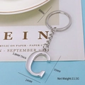 Polished silver uppercase letter C metal keychain with 30mm ring and 35mm letter height - Letter-C