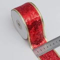40mm red sequin ribbon with gold trim edge for Christmas tree and DIY gift wrapping - Custom Sizes