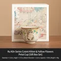Ru-kiln ceramic cat teacup in flower petal shape with festive gift box packaging - Gift Box