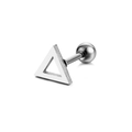 Minimalist silver titanium steel triangle stud earring with barbell screw back closure - Steel Color Triangle