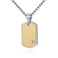 Dettaglio collana in titanio con catena box e pendente dorato con zircone incastonato - Stile 3 (Base Argento Faccia Oro Diamante Singolo)