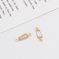 Connettori rettangolari in zirconia e placcati oro per la creazione di gioielli fai-da-te - 16# Trapezio Doppio Occhiello (4*12mm)