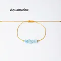 Bohemian wax cord bracelet featuring natural aquamarine stone chips in yellow - Aquamarine