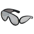 Oversized black frame y2k sunglasses with silver mirrored lenses and gold accents - Black Frame Silver Mirror