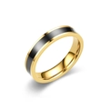 Detailed view of the gold-tone titanium ring with a black enamel inlay on white background - US 6 / 4mm Width / Gold