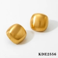 Boucles d'oreilles carrées minimalistes en acier inoxydable doré avec fini mat - Style Doré (KDE2556)