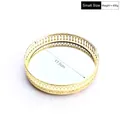 Small round gold metal mirrored tray with vertical ribbed design 17.5cm diameter - Vertical Pattern Round / Small / Gold